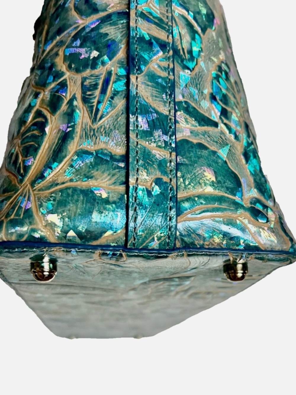 💙🩵 NWOT Brahmin Blue Serenity Sonic Large Elaine Dazzling Hologram Handbag🩵💙 - Picture 9 of 16